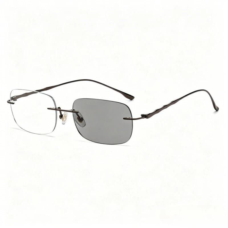 Fashionable Frameless Photochromic Myopia Glasses Women's INS Style Blue Light Blocking and UV Protection Short Sight Glasses