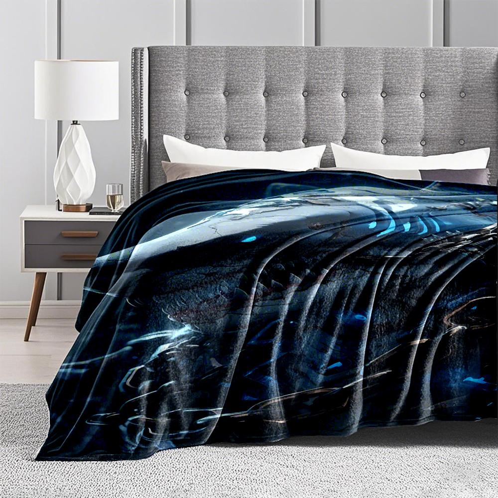 Futuristic Cyborg Shark with Chains DesignFlannel Blanket for Bedroom, Living Room, Sofa, and Nap