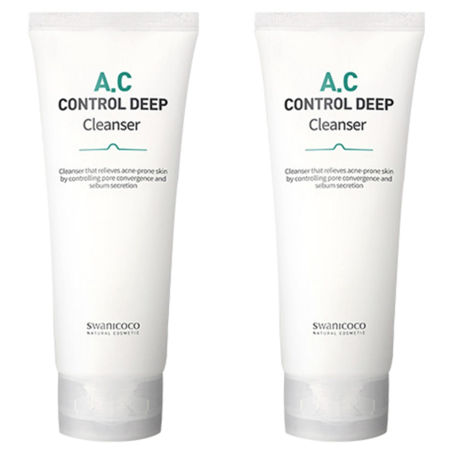 Swanicoco AC Control Deep Cleanser - Acne-Calming & Sebum Control Facial Cleansing Foam (150ml x 2pcs)