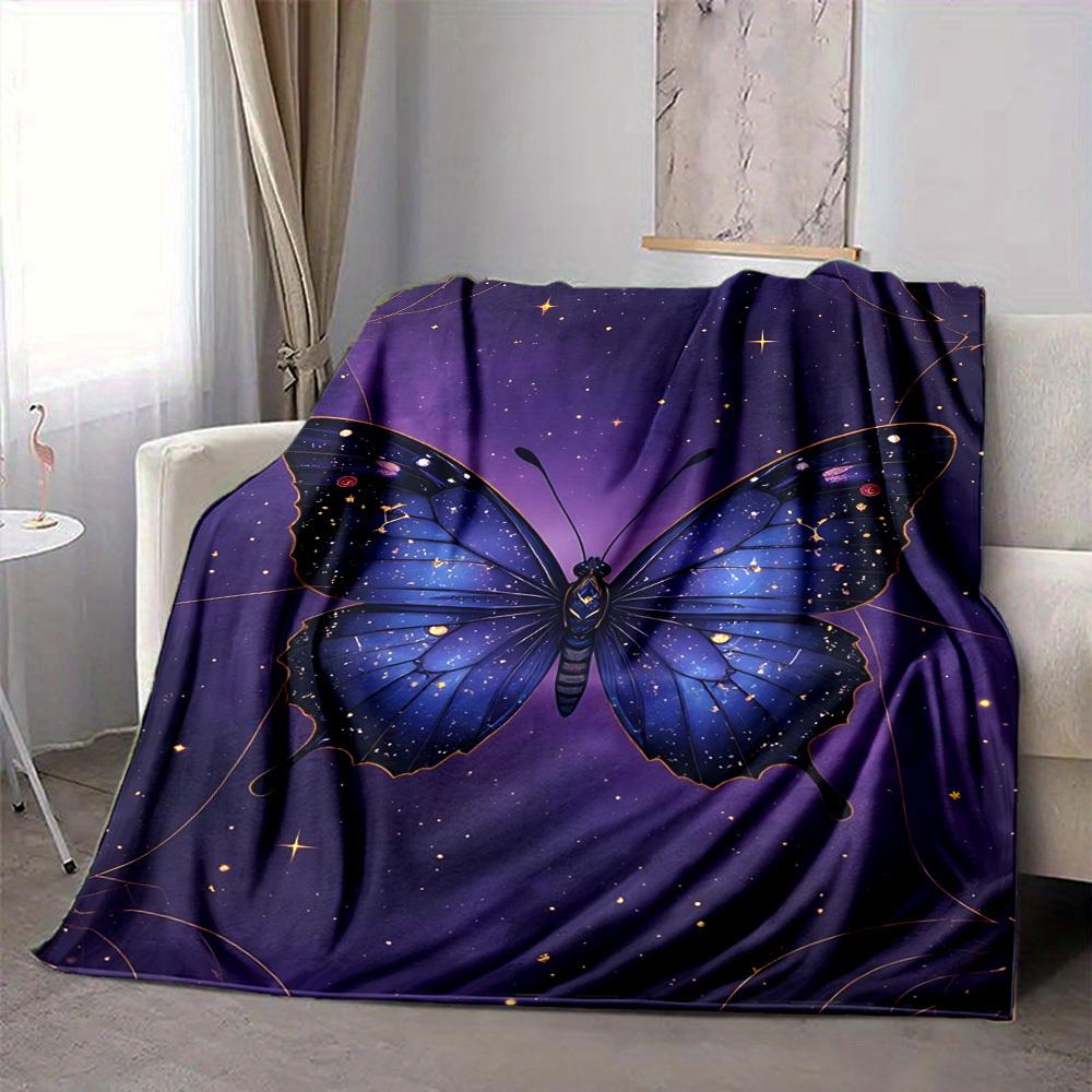 1PC Butterfly Print Blanket, Throw For Sofa, Bed, Travel, Camping, Livingroom, And Bed, Printing Blanket With Soft And Warm Fabric yy250918208