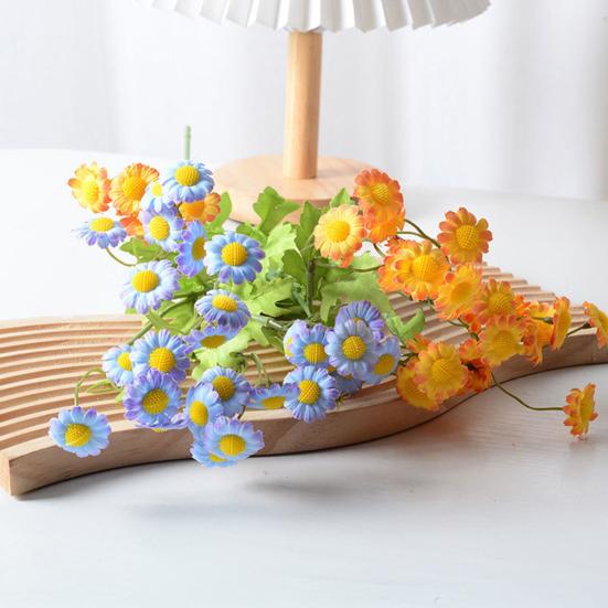 Artificial Flowers 30 Heads Silk Cloth Chamomile Stems Pastoral Style Fake Flowers Wall Wedding Decor Photo Props