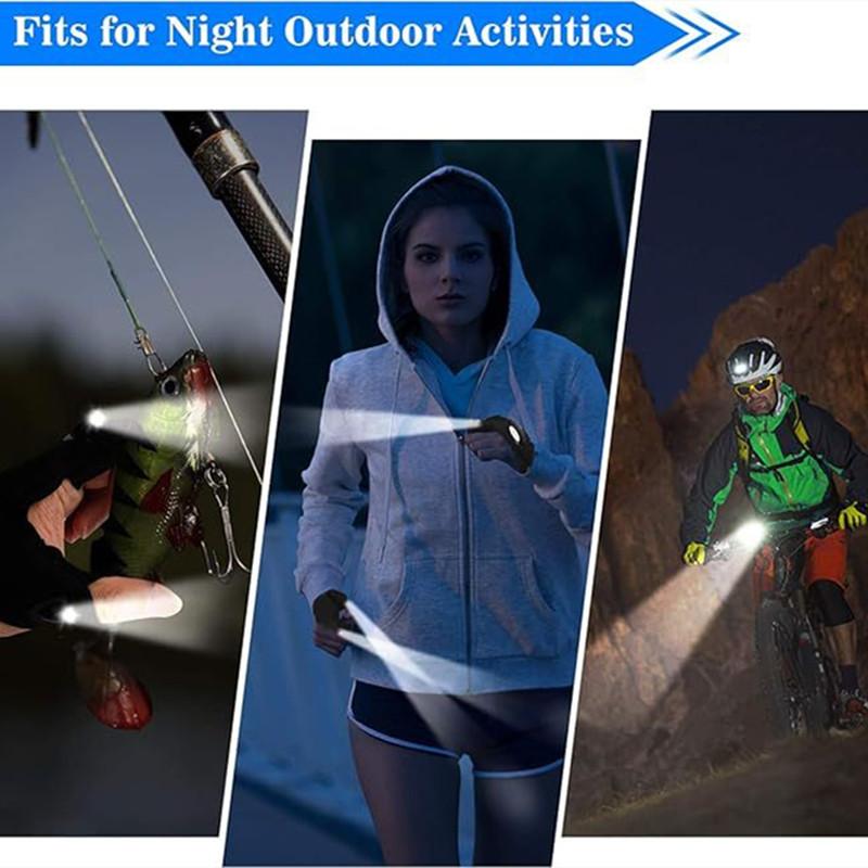LED Half Finger Glove for Men Women Outdoor Waterproof Night Fishing Bait Cycling Running Flashlight Durable Fingerless Gloves