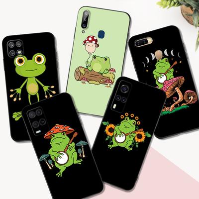 Black Tpu Case For OPPO A11S A15 A15S A16 A16S A16K A16E K3 K10 K9S ACE2 5G Kawaii Frog Mushroom