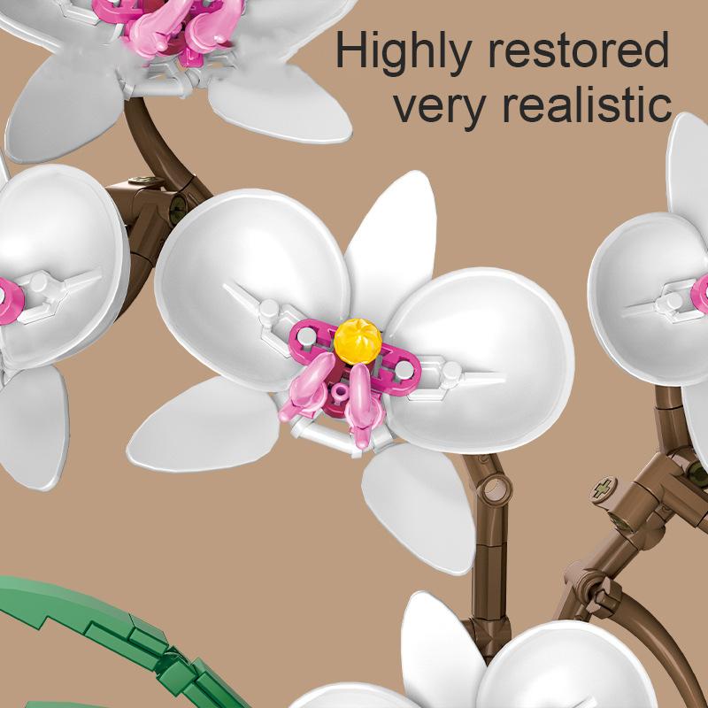 DIY Мотылек Орхидея строительные блоки игрушка цветы дисплей искусство фаленопсис — фото 3