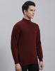 MONTE CARLO Mens Maroon Solid Stand Collar Sweater