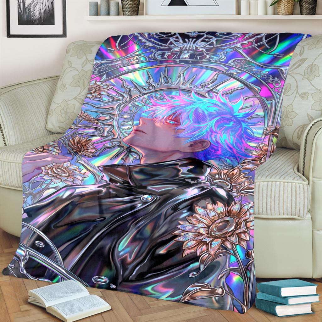 Weiche Jujutsu Kaisen Musterdecke Warmes Flanell für Schlafzimmer, Sofas, Betten, Stühle, Picknicks, Reisen
