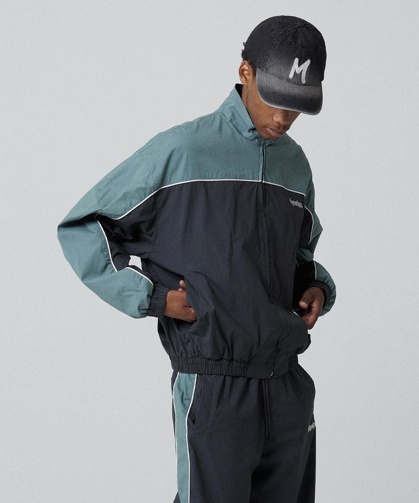 Magoodgan Trek 5761A Oversized Color Block Grey Track Jacket