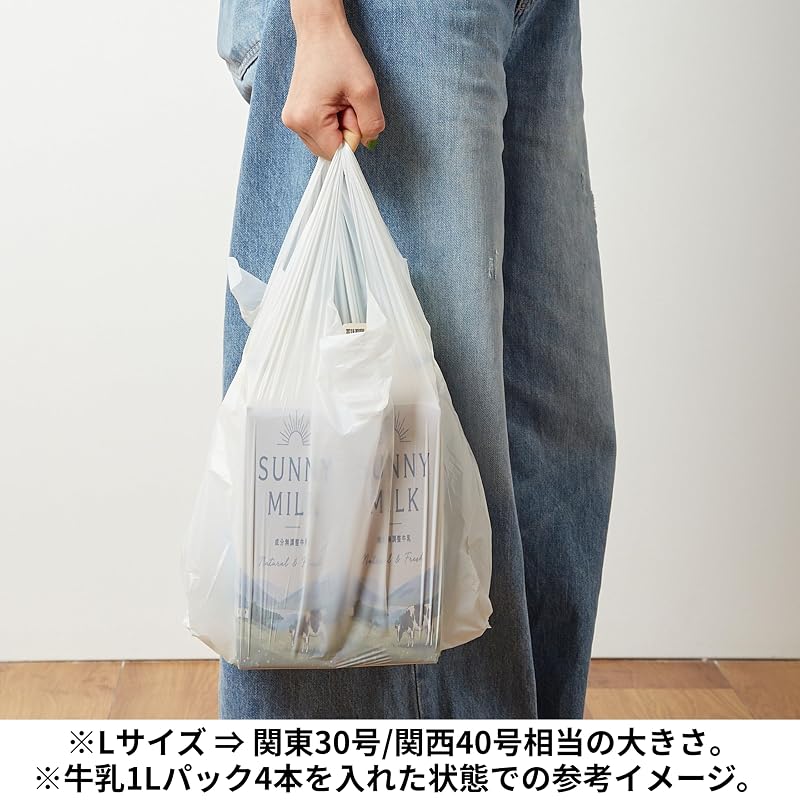 Nihon Giken Kogyo Plastic Shopping Bags, Semi-Transparent White, Large Size, 100 Bags, for Garbage, Groceries, Daily Necessities, Stock, Commercial