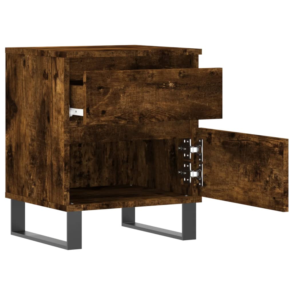 Nightstands (2 Pcs) Smoked Oak Finish 40 X 35 X 50 Cm Engineered Wood