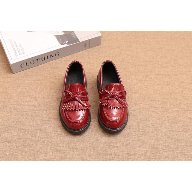 Kids Girls British Style Tassel Princess Mary Jane Leather Dress Shoes