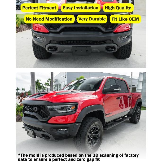 Front License Plate Frame for Dodge Ram 1500 DT Rebel & TRX ONLY 2019-2024 Front Bumper License Tag Plate Holder Mounting Bracket Replace #