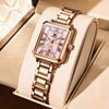OLEVS Women's Watches 5641 Luxury Fashion Square Original Quartz Watch for Lady Rose white Dial Waterproof Date Stainless Steel
