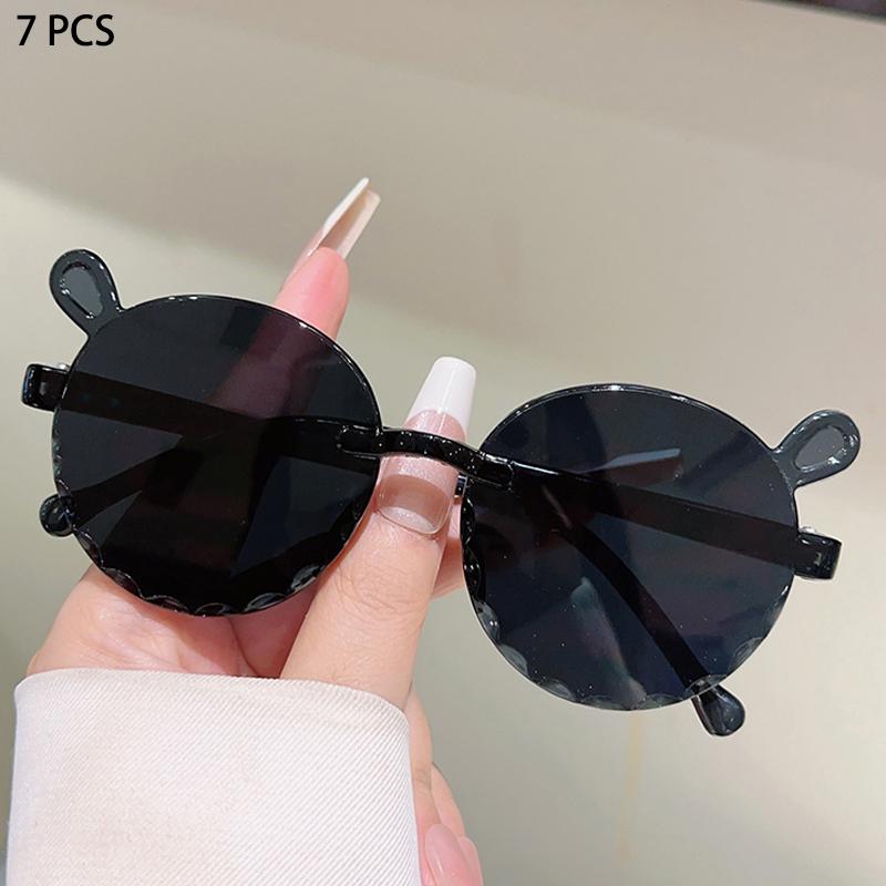 1/7 Pcs Rimless Children Sunglasses Fashion Gradient Multi-color Decor Shades Kids New Trendy Cute Stylish Design Sun Glasses