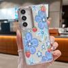 Cartoon Flowers Pattern Case For Samsung S26 S25 Ultra S24 FE S23 Plus S22 S21 A15 A16 A17 A35 A36 A37 A54 A55 A56 A57 5G Plating Lens Soft Cover