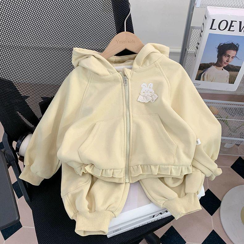 Spring 2025 Girls' Fashion Set: Toddler Sweatshirt, Jacket & Pants for Spring/Autumn