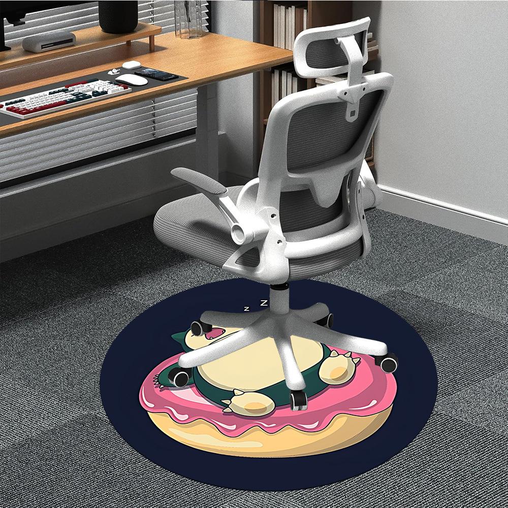 

1pc Pokémon Sleepy Donut Office Round Area Rug, Indoor Mat Suitable For Office, Under Office Chairs Bedroom Living Room Home Decor, Room Deco 80cm