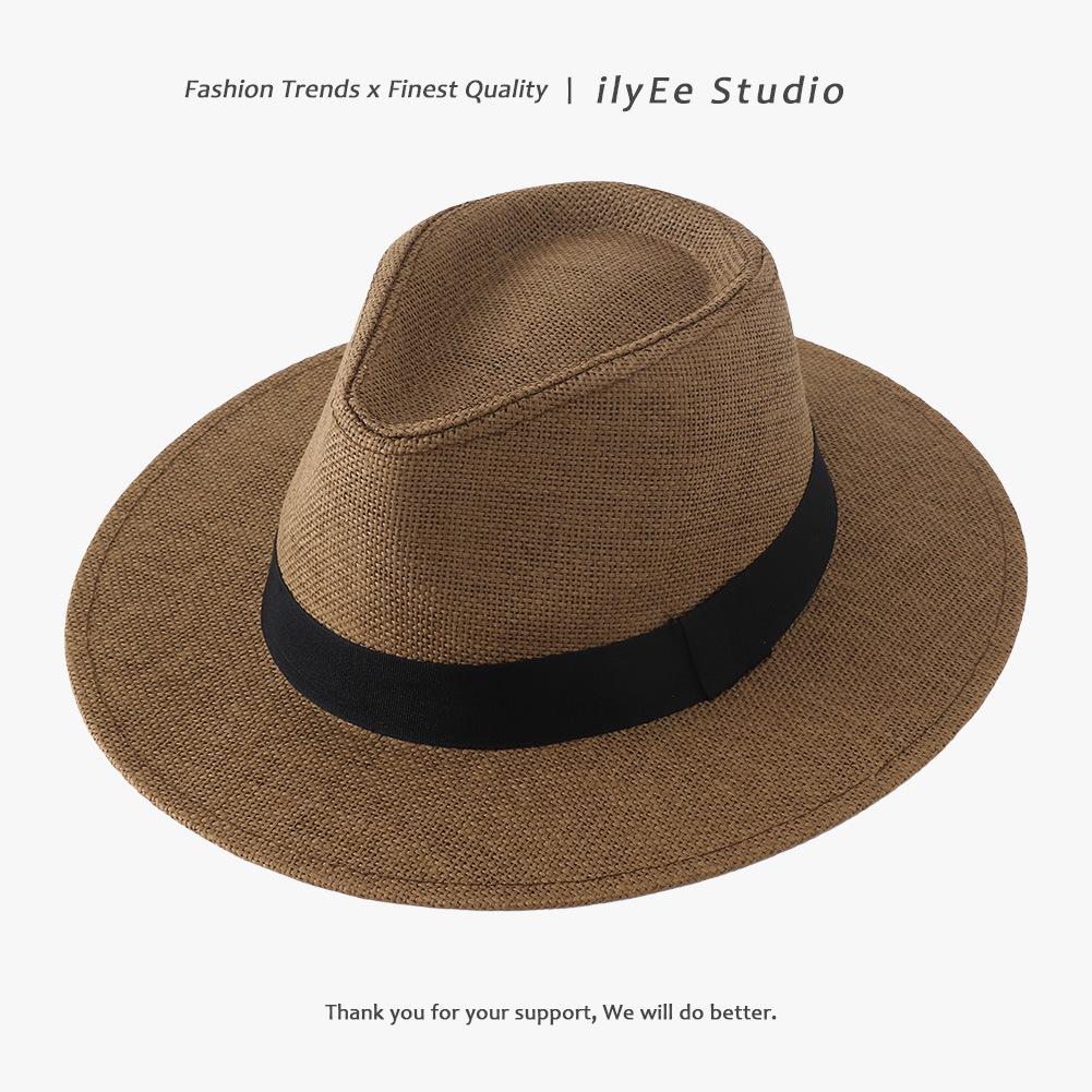 Men's and Women's Summer Straw Fedora - Sunshade Panama Beach Hat with Sunscreen Protection