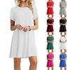 Women's Spring And Summer Round Neck Short Sleeve Large Loose Solid Color Dress