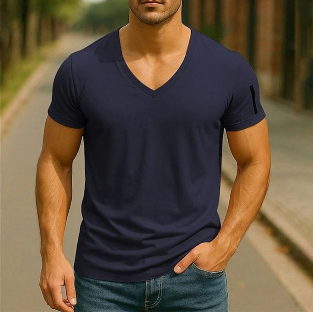 T-shirt Haut Manches Courtes Imprimé Mode Sport et Loisirs pour Hommes T-shirts Unis Pour