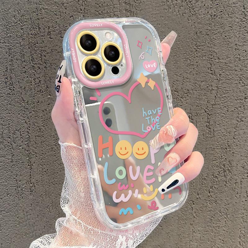 For Apple 17 Mobile Phone Case for IPhone16 Promax English Lines 14 Hearts 13 Mirror 12/15 Advanced