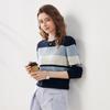 Kemeng Boka Damen Langarm-T-Shirt mit Streifen und Farbblock aus Maulbeerseidenmischung
