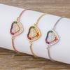 AIBEF Hot Sale  Lovely Heart Rainbow Adjustable Bracelet Bangle Cubic Zircon Chain Bracelet Women Jewelry Birthday Gifts