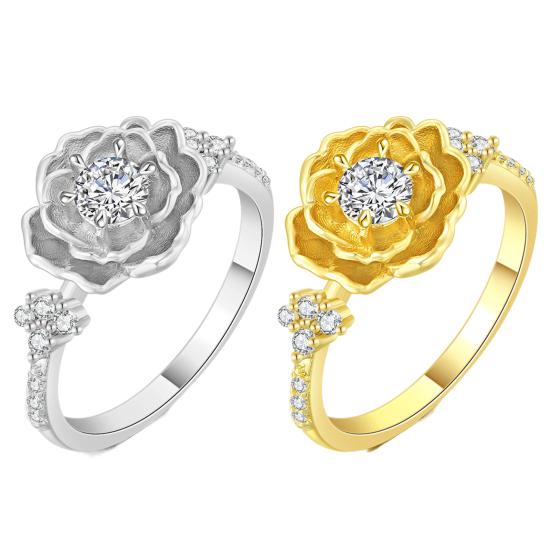 Bague Femme Fleur Tridimensionnelle Zircone Cubique Bijoux Floral Style Ins Bague de Doigt
