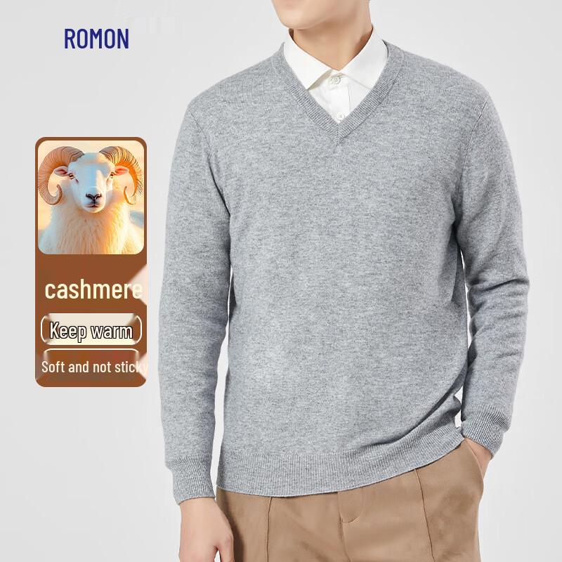 Romon Men's V-Neck Cashmere Blend Pullover
