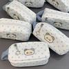 Durable White Pen Bag Large Capacity Star Panda Pattern Pencil Case Handheld Portable Stationery Storing Bag Students
