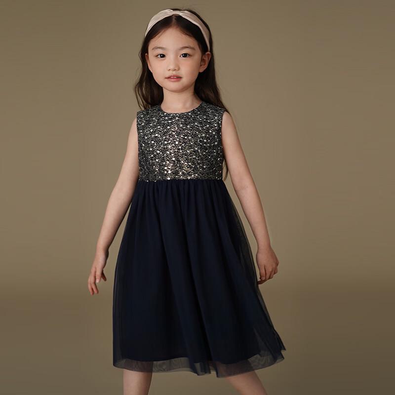 Hacikis Girls  Summer Sleeveless Mesh Sequin Dress 110