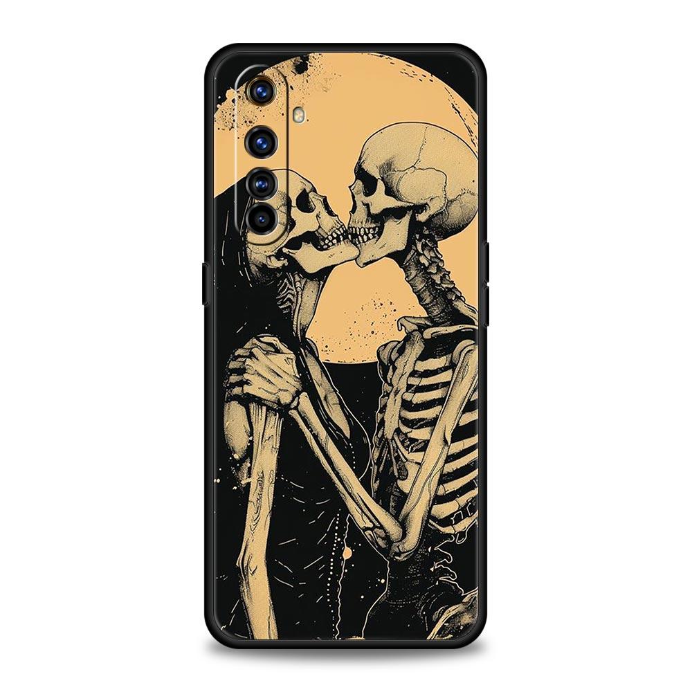 

Soft TPU Case For Realme C67 C63 C55 C53 C25 C21 10 11 12 13 GT 2 3 5 Pro Plus 5G Shockproof Phone Cover Skeleton Love Skull Bag Realme 10