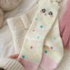 Autumn and Winter Female Cartoon Pink Bubble Australian Fleece Mid-calf Socks, Cute and Warm Home Floor Socks