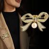 Fashion Bow Artificial Pearl Brooch For Women With Metal Clasp Ideal For Office And Formal Wear
