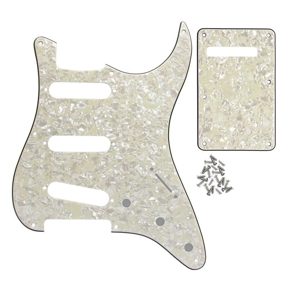 FLEOR Gitarrenteile Set Vintage 8 Löcher ST Gitarren-Schlagbrett SSS Schlagbrett Kratzschutz + Rückplatte + Schrauben