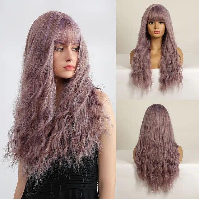 Μακριές καφέ Ombre συνθετικές περούκες για γυναίκες Φυσικά μαλλιά κυματιστές περούκες μεσαίου μέρους Γυναικεία περούκα Cosplay ανθεκτικές στη θερμότητα περούκες από ίνες