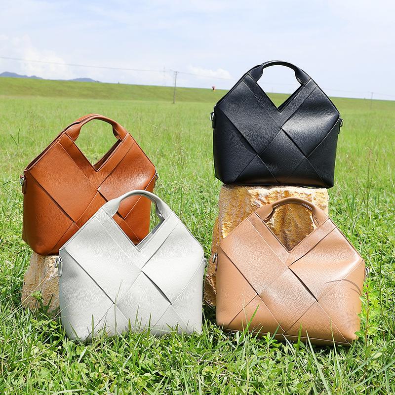 Genuine Leather Woven Handbag Fashionable Soft Leather Hand-held Crossbody Bag Women's Bag