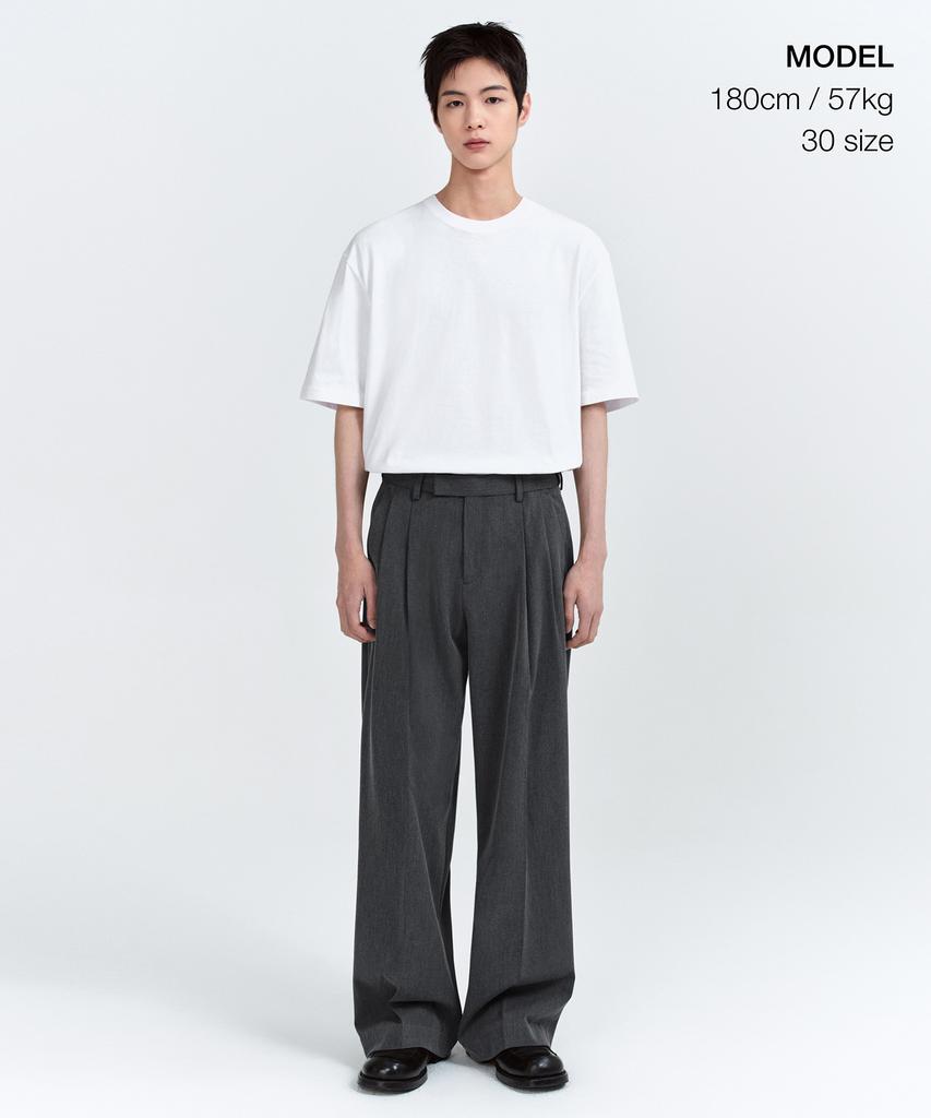 MUSINSA STANDARD Super Wide Hidden Banding Slacks [Medium Gray]