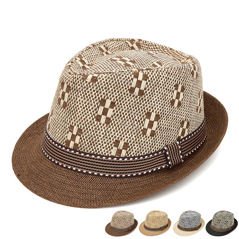 Straw Hat Summer Middle-Aged Men's Small Hat British Jazz Hat Outdoor Sun Protection Sun Hat Beach Hat