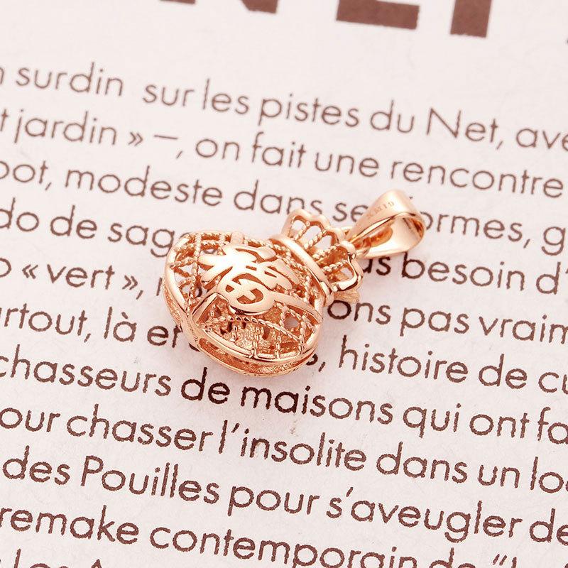 

Exquisite Russian 585 Purple Gold Women S Lucky Bag Pendant Colored Gold Fashion Design Temperament Plated Rose Gold Necklace