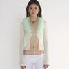 2022 Women Feather Fur Mesh Lace Up Backless Long Sleeve Cut Out Shirt Slim Sexy Party Club Streetwear Summer Y2K Crop Top