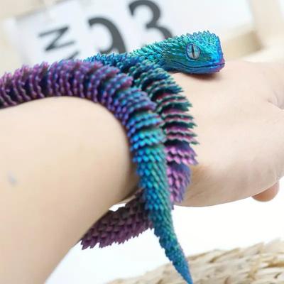 Figura de serpiente impresa en 3D con articulaciones móviles, figura de serpiente, modelo de animal articulado, juguete para el hogar, la oficina, estantería, adorno de decoración de escritorio