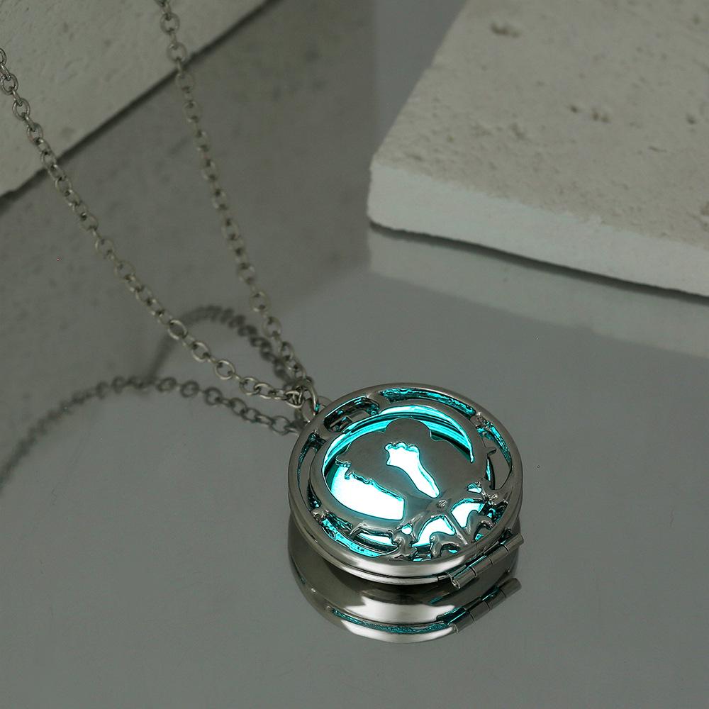 

Винтажное ожерелье-медальон со стразами, светящееся в темноте, для женщин