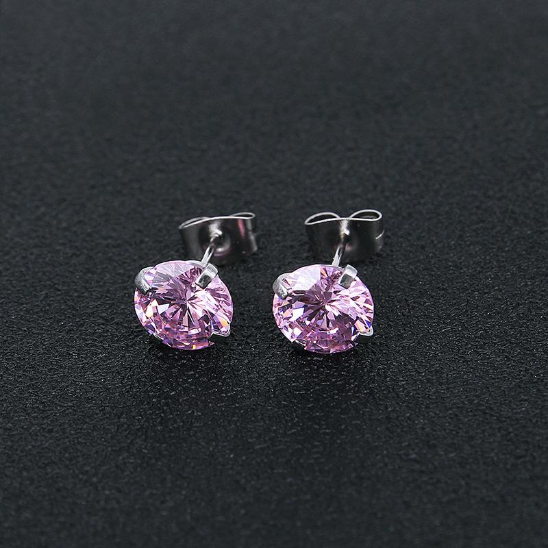 Personalized Colorful Zirconia Cochlea Stud Earrings, European & American Round Stainless Steel Cartilage Piercing Jewelry.