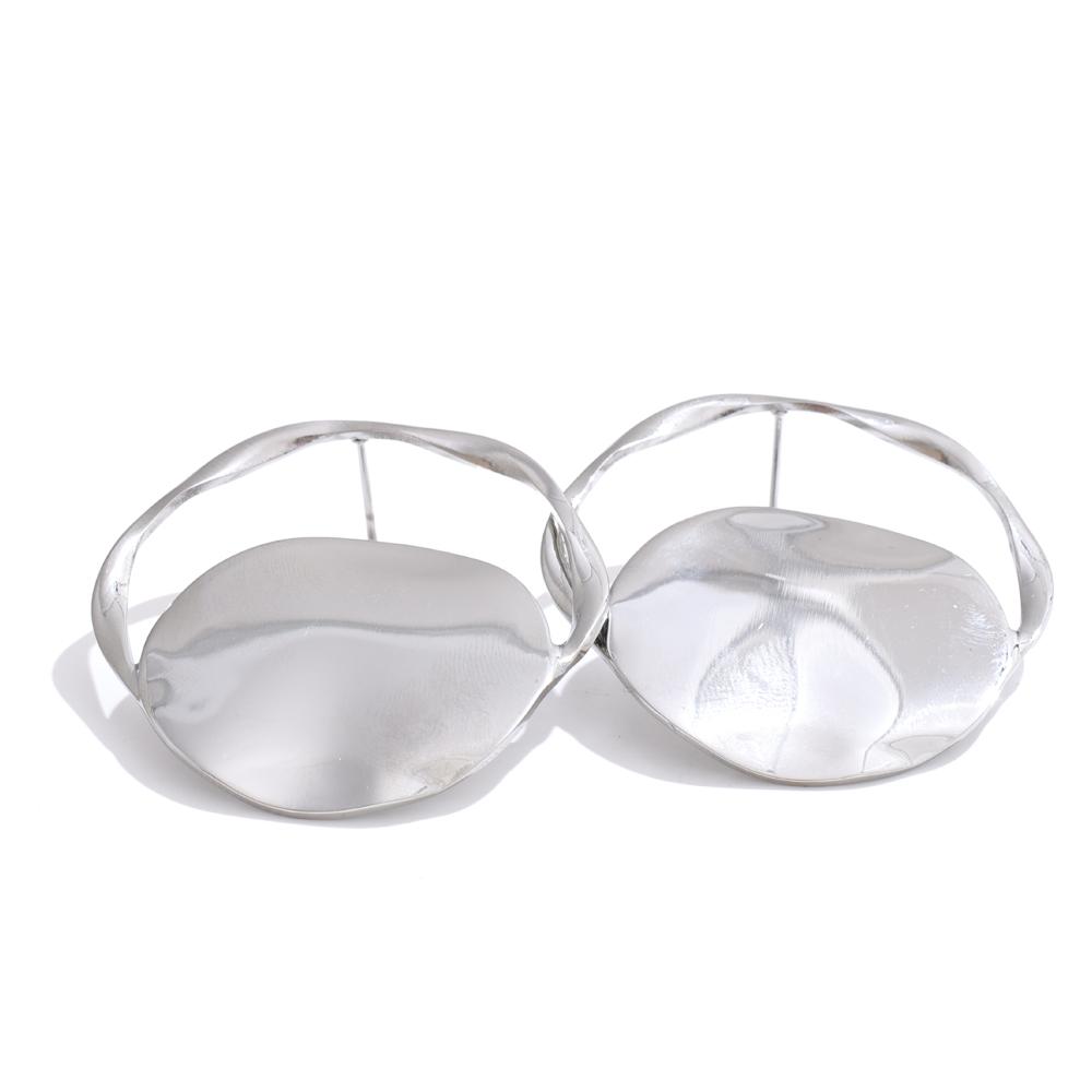 

Yhpup Sleek Stainless Steel Round Geometric Daily Earrings for Women Prevent Allergy Metal Versatile Big Stud Jewelry Wholesale
