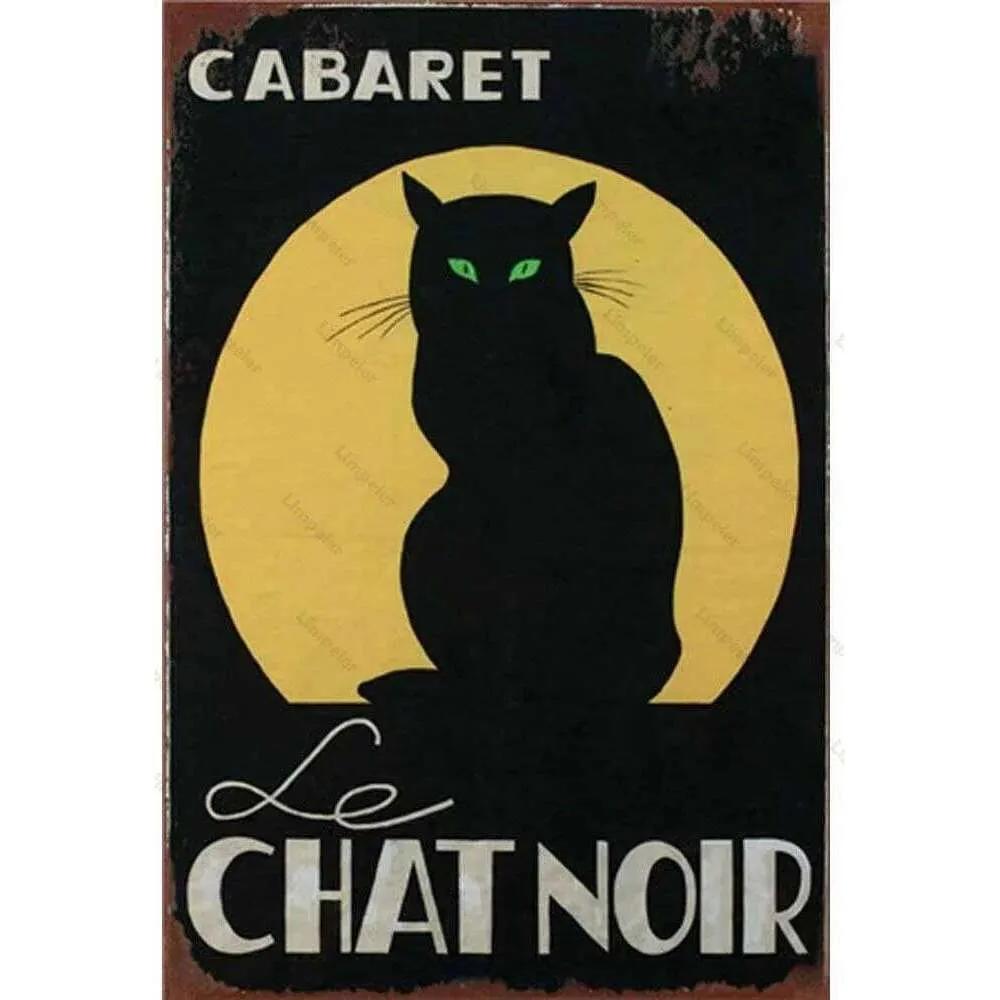 Black Cat Cartoon Anime Poster Metal Sign Garage Man Cave Wall Signs Cute Cats Tin Board Painting Decor Plates Plaques 26T0104 26T0104