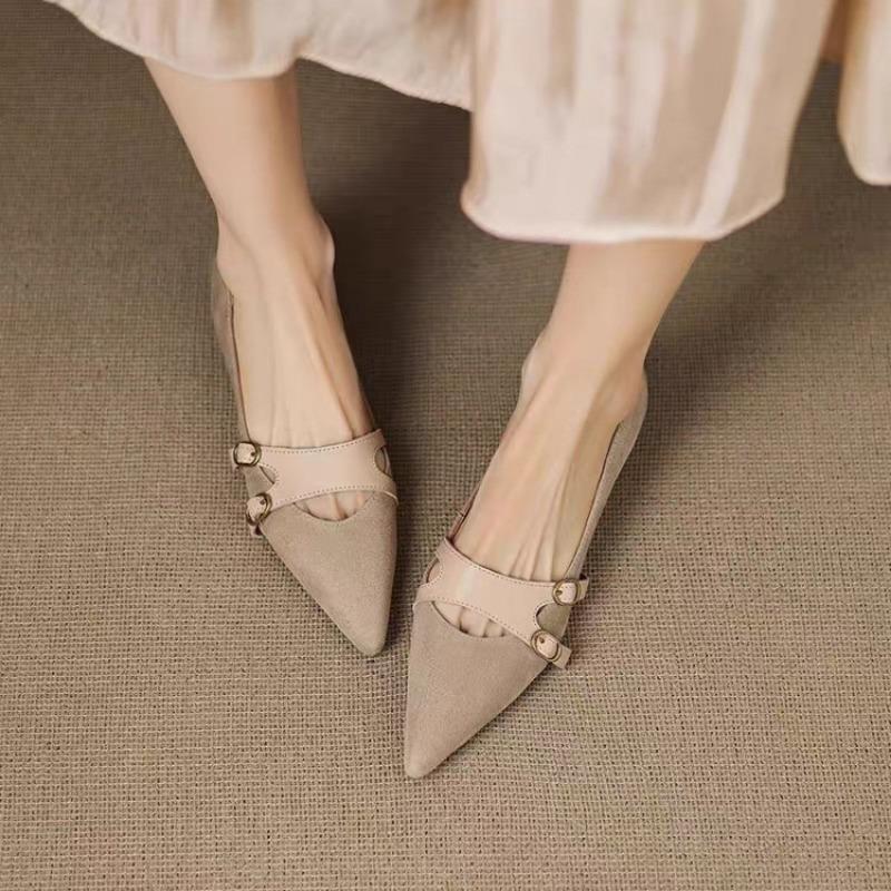 

Great easy to wear and comfortable, retro pointed Mary Jane light mouth commuting versatile inner heel heel niche single shoes 42 абрикосовый