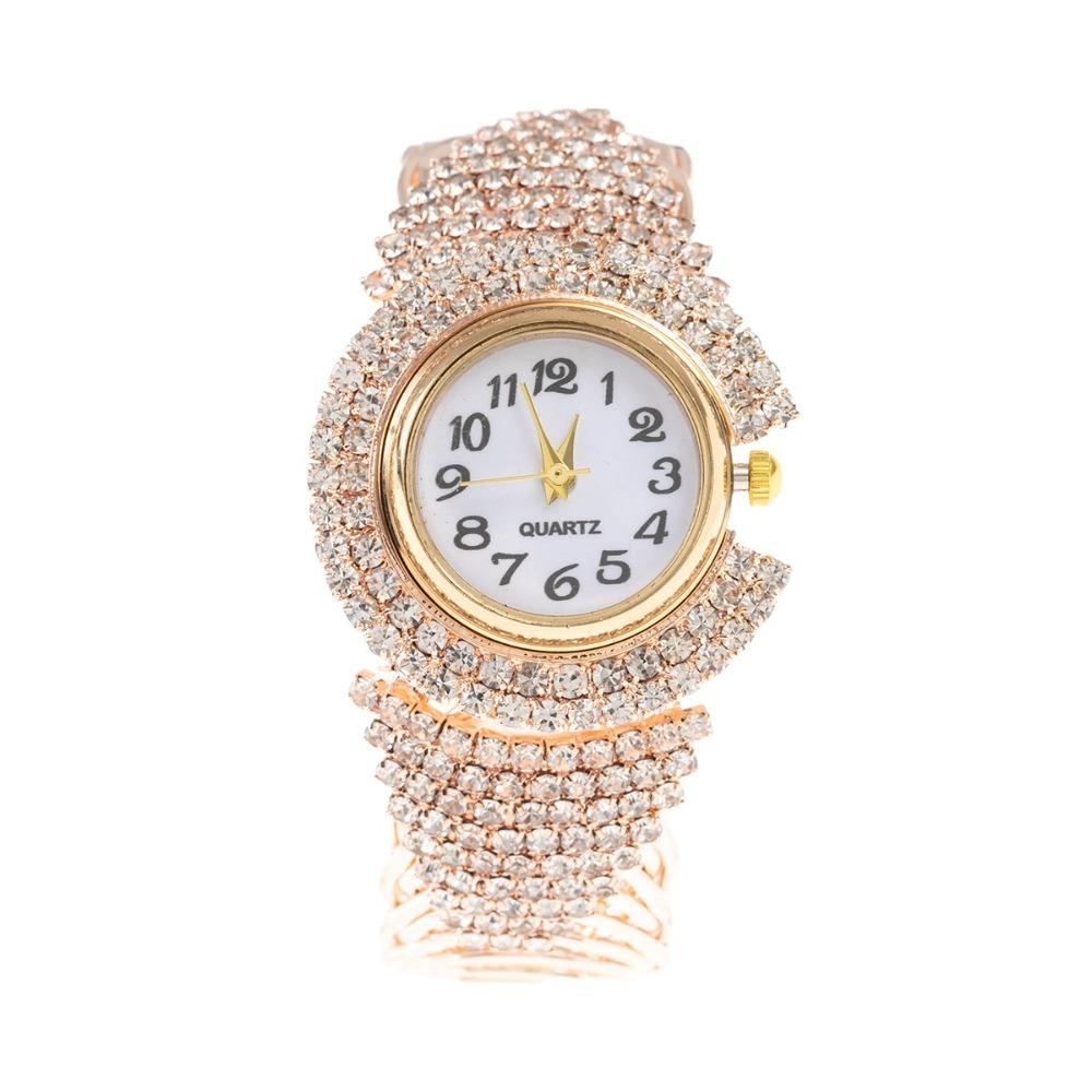 Elegant Quartz Zircon Wrist Watch Vintage Open Bangle Watches Personality Crystal Watches  Gifts