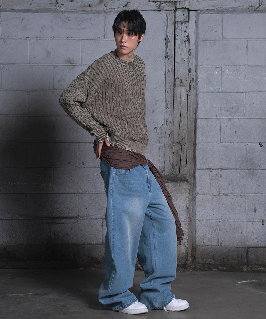 Aejyuttingkeumamaindeu Washed Memory Knit_Khaki