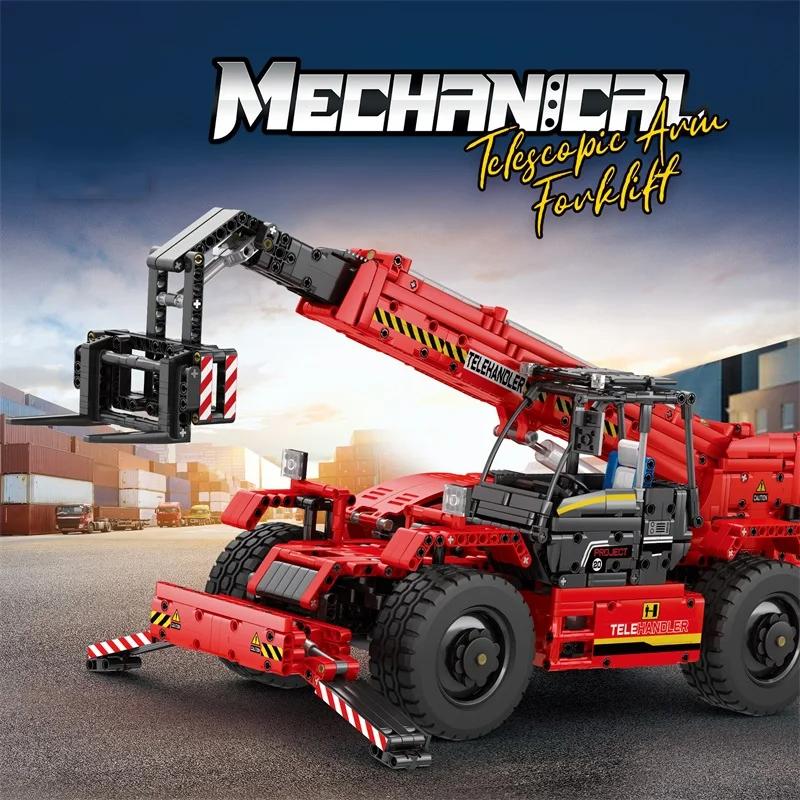 2096PCS Telescopic Forklift Building Blocks City Engineering Vehicle Remote Control Car Model Bricks Kids DIY Toy Birthday Gifts