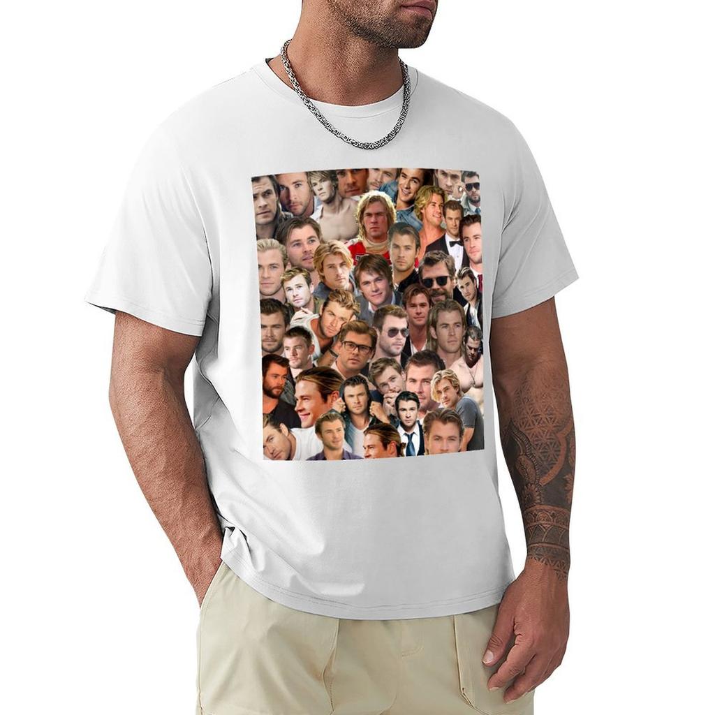chris hemsworth collage TShirt Casual Fashion Short Sleeve Cotton TShirt